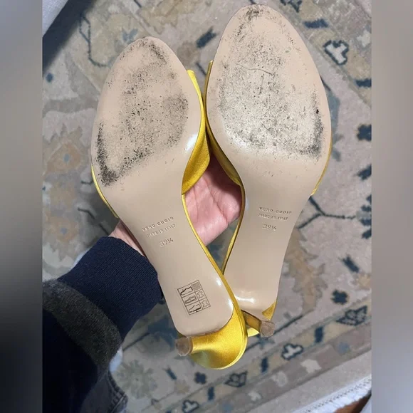 Barneys Yellow Satin Mules - Picture 4 of 7